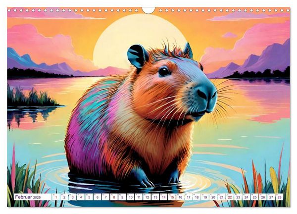 Produktbild: Wasserschweine. Mit Capybaras durch Fluss, Feld und Jahreszeiten (Wandkalender 2026 DIN A3 quer), CALVENDO Monatskalender