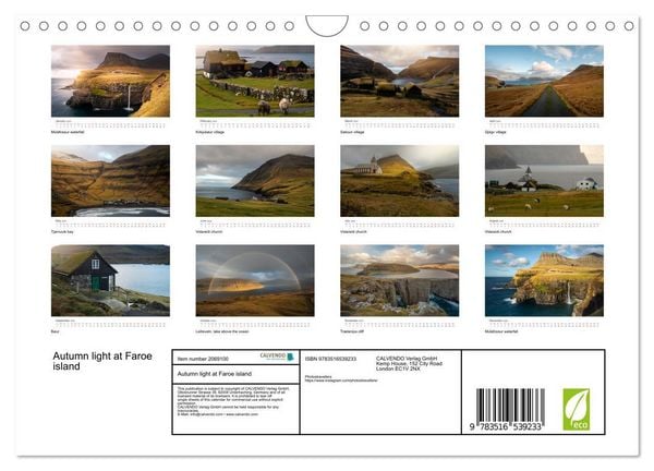 Produktbild: Autumn light at Faroe island (Wall Calendar 2026 DIN A4 landscape), CALVENDO 12 Month Wall Calendar
