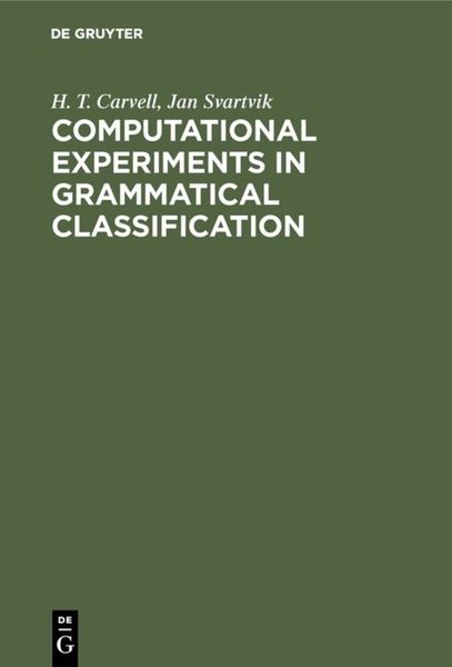 Produktbild: Computational Experiments in Grammatical Classification