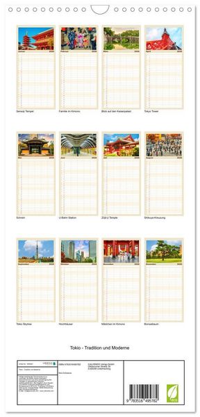 Produktbild: Familienplaner 2026 - Tokio - Tradition und Moderne mit 5 Spalten (Wandkalender, 21 x 45 cm) CALVENDO