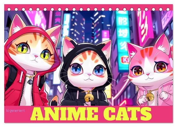 Anime Cats (Tischkalender 2026 DIN A5 quer), CALVENDO Monatskalender