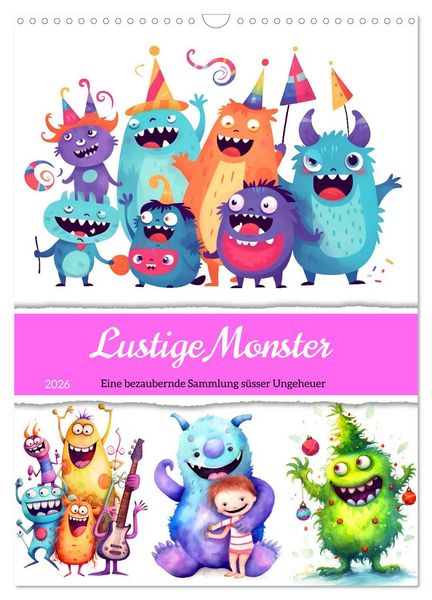 Produktbild: Lustige Monster - Eine bezaubernde Sammlung s&uuml;sser Ungeheuer (Wandkalender 2026 DIN A3 hoch), CALVENDO Monatskalender
