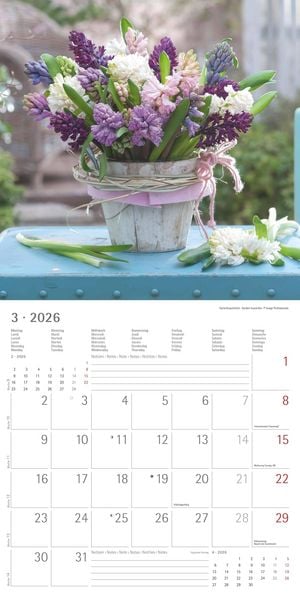Produktbild: Alpha Edition - Blumenträume 2026 Broschürenkalender, 30x30cm, Wandkalender mit Platz für Notizen und Termine, hochwertige Bildmotive, Mondphasen, Mon