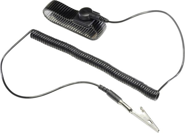 TRU COMPONENTS WristME-SET-4-305-K ESD-Handgelenkband Schwarz inkl. Erdungskabel Druckknopf 4 mm, Krokodilklemme