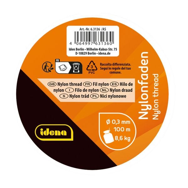 Produktbild: Idena Nylonfaden auf Spule transparent 0,3mmx100m