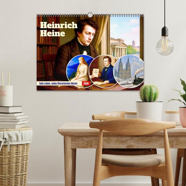 Produktbild: Heinrich Heine. Sein Leben, seine literarischen Werke (Wandkalender 2026 DIN A3 quer), CALVENDO Monatskalender