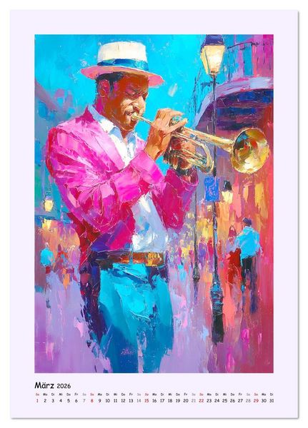 Produktbild: Jazz Seelen. Musiker im Takt der Farben (Tischkalender 2026 DIN A5 hoch), CALVENDO Monatskalender