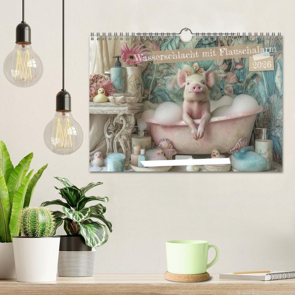 Produktbild: Wasserschlacht mit Flauschalarm (Wandkalender 2026 DIN A4 quer), CALVENDO Monatskalender