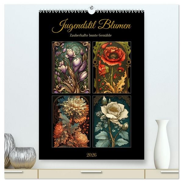 Produktbild: Jugendstil Blumen (hochwertiger Premium Wandkalender 2026 DIN A2 hoch), Kunstdruck in Hochglanz