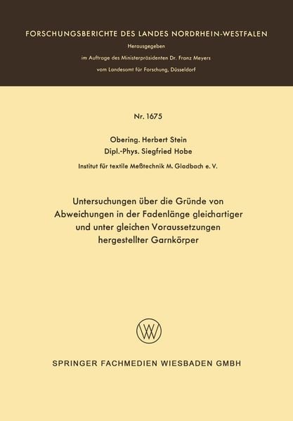 Produktbild: Untersuchungen &uuml;ber die Gr&uuml;nde von Abweichungen in der Fadenl&auml;nge gleichartiger und unter gleichen Voraussetzungen hergestellter Garnk&ouml;rper