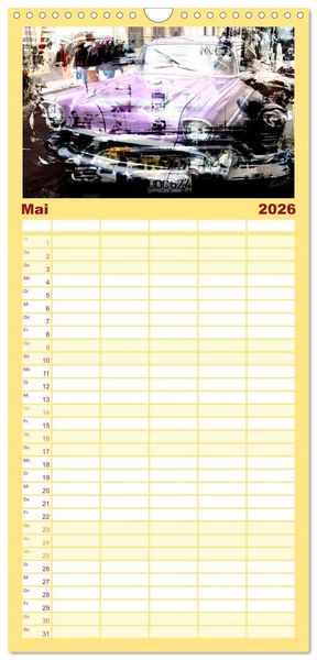 Produktbild: Familienplaner 2026 - Kuba anders-Art-ig mit 5 Spalten (Wandkalender, 21 x 45 cm) CALVENDO