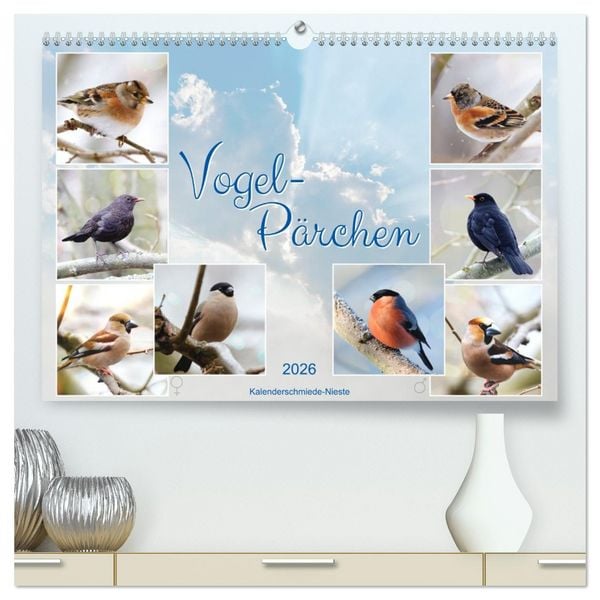 Produktbild: Vogel-P&auml;rchen (hochwertiger Premium Wandkalender 2026 DIN A2 quer), Kunstdruck in Hochglanz