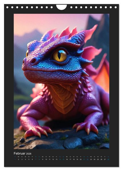 Produktbild: Verzauberte Drachen: Ein Jahr voll kleiner Wunder! (Wandkalender 2026 DIN A4 hoch), CALVENDO Monatskalender