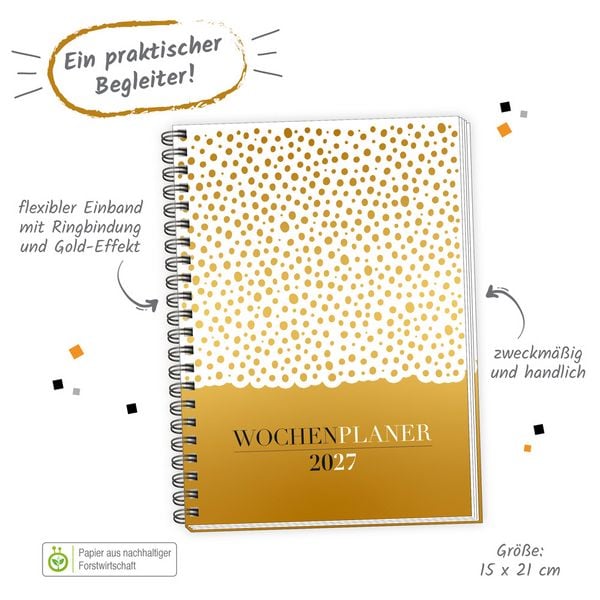 Produktbild: TR&Ouml;TSCH - Wochenplaner A5 mit Wire-O Gold 2027