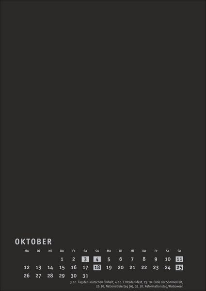 Produktbild: Premium-Bastelkalender schwarz A4 2026