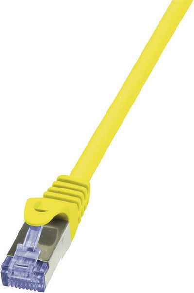 LogiLink CQ3057S RJ45 Netzwerkkabel, Patchkabel CAT 6a S/FTP 2.00 m Gelb Flammwidrig, mit Rastnasenschutz 1 St.