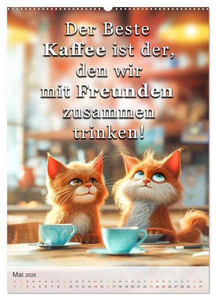 Produktbild: Kaffee-Katzen (Wandkalender 2026 DIN A2 hoch), CALVENDO Monatskalender