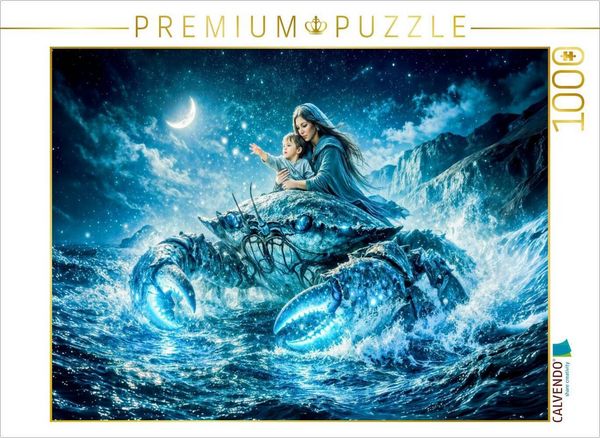 Produktbild: CALVENDO Puzzle Krebs - Mondlichtmutter auf den Wellen des Lebens | 1000 Teile Lege-Gr&ouml;&szlig;e 64x48cm Foto-Puzzle f&uuml;r gl&uuml;ckliche Stunden