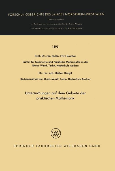 Produktbild: Untersuchungen auf dem Gebiete der praktischen Mathematik