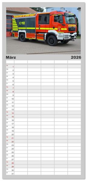 Produktbild: Familienplaner 2026 - Einsatzfahrzeuge aus Sachsen und Sachsen-Anhalt mit 5 Spalten (Wandkalender, 21 x 45 cm) CALVENDO
