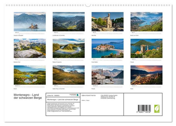 Produktbild: Montenegro - Land der schwarzen Berge (hochwertiger Premium Wandkalender 2026 DIN A2 quer), Kunstdruck in Hochglanz