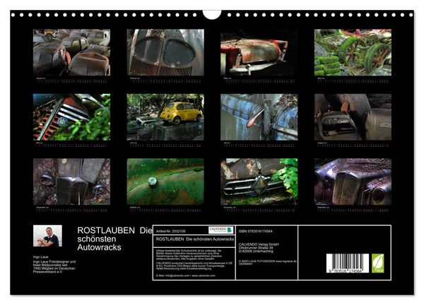 Produktbild: ROSTLAUBEN Die sch&ouml;nsten Autowracks (Wandkalender 2026 DIN A3 quer), CALVENDO Monatskalender