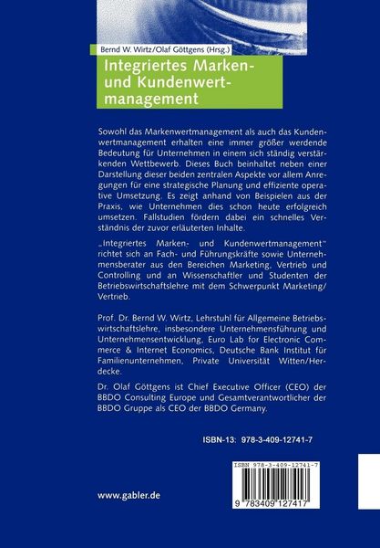 Produktbild: Integriertes Marken- und Kundenwertmanagement