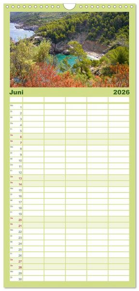 Produktbild: Familienplaner 2026 - Cala Deia - Mallorcas Traumbucht mit 5 Spalten (Wandkalender, 21 x 45 cm) CALVENDO