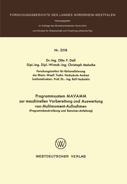 Produktbild: Programmsystem MAVAMM zur maschinellen Vorbereitung und Auswertung von Multimoment-Aufnahmen
