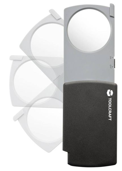 Produktbild: TOOLCRAFT TO-8997039 Handlupe mit LED-Beleuchtung Vergr&ouml;&szlig;erungsfaktor: 2.5 x