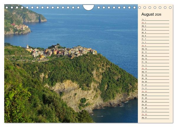 Produktbild: Cinque Terre - Malerische, vertr&auml;umte D&ouml;rfer an der ligurischen K&uuml;ste (Wandkalender 2026 DIN A4 quer), CALVENDO Monatskalender
