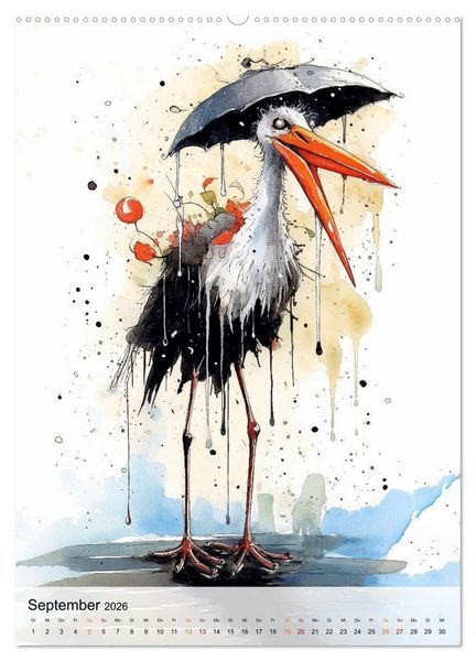 Produktbild: Einzigartig - dieser Storch (hochwertiger Premium Wandkalender 2026 DIN A2 hoch), Kunstdruck in Hochglanz