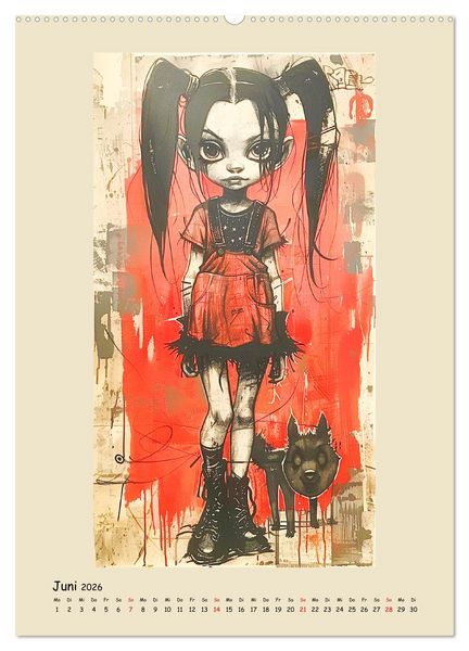 Produktbild: Gothic Punk Girls im k&uuml;nstlerischen Manga-Stil (hochwertiger Premium Wandkalender 2026 DIN A2 hoch), Kunstdruck in Hochglanz