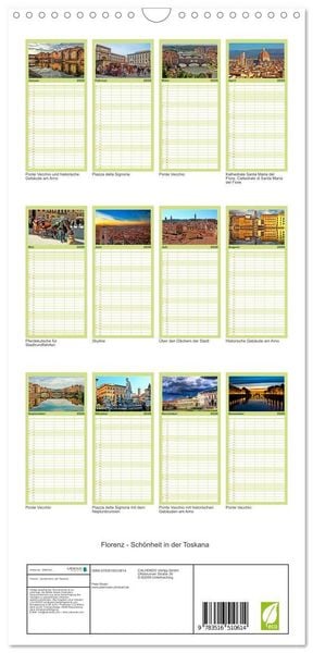 Produktbild: Familienplaner 2026 - Florenz - Sch&ouml;nheit in der Toskana mit 5 Spalten (Wandkalender, 21 x 45 cm) CALVENDO