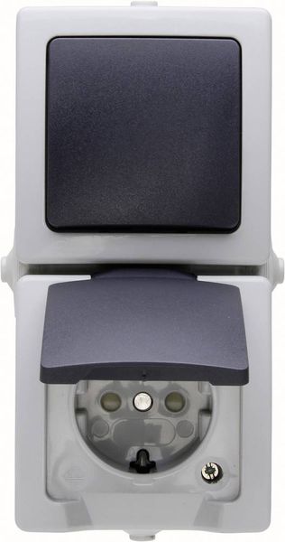 Kopp 138556008  Feuchtraum-Schalterprogramm  Ausschalter, Wechselschalter, Schutzkontakt-Steckdose mit Klappdeckel Nauti