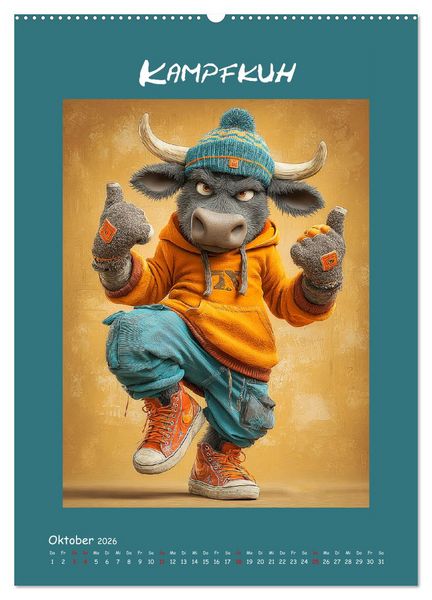Produktbild: Kuhwelt. Stylische Streetwear-K&uuml;he f&uuml;r gute Laune (hochwertiger Premium Wandkalender 2026 DIN A2 hoch), Kunstdruck in Hochglanz