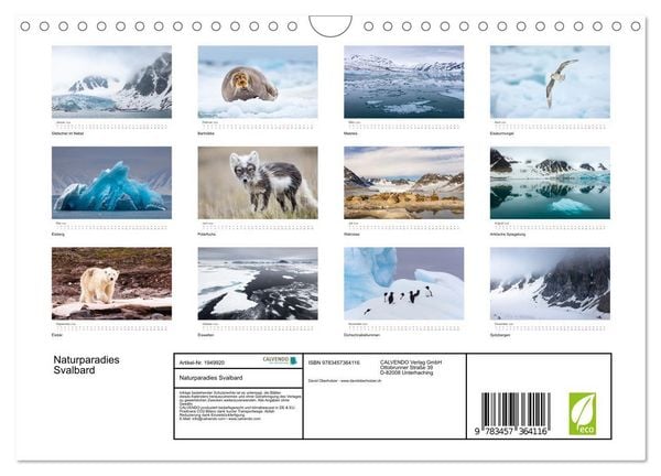 Produktbild: Naturparadies Svalbard (Wandkalender 2026 DIN A4 quer), CALVENDO Monatskalender