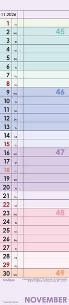Produktbild: Planer Farbenfroh 2026 - Streifen-Kalender 11,3x49x5 cm - Küchenkalender - Wandplaner - Alpha Edition
