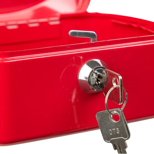 Produktbild: Idena Geldkassette Gr&ouml;&szlig;e 6 aus Metall 8 F&auml;cher rot 15,5x12x9cm