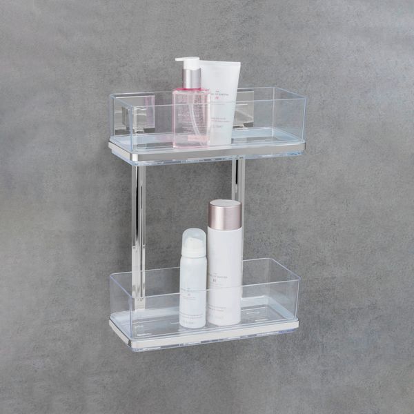 Produktbild: Vacuum-Loc&reg; Wandregal 2 Etagen Mod. Quadro Edelstahl, Befestigen ohne bohren