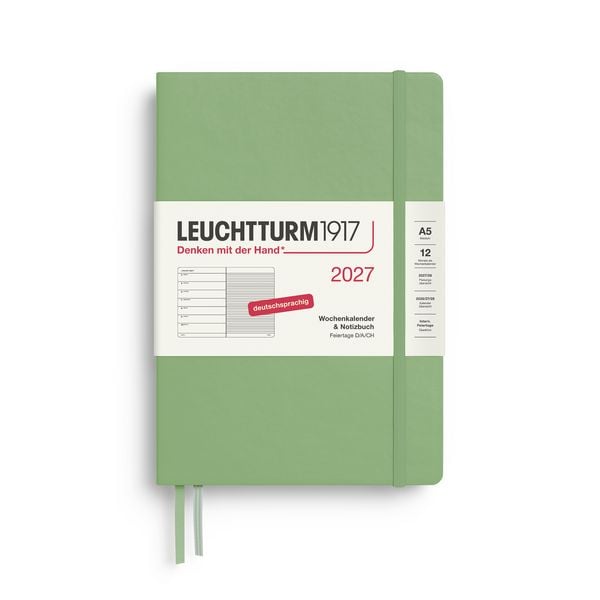 Produktbild: Wochenkalender & Notizbuch Medium (A5) 2027, Salbei, Deutsch