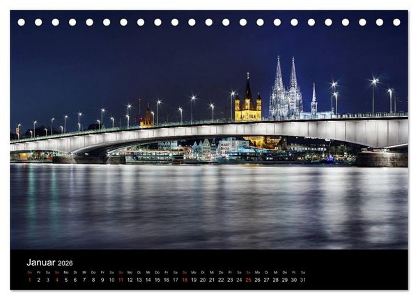 Produktbild: k&ouml;ln dunkel bunt - Die Stadt in anderem Licht! (Tischkalender 2026 DIN A5 quer), CALVENDO Monatskalender