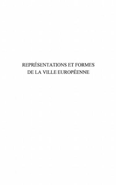 Produktbild: Representations et formes de la ville europeenne