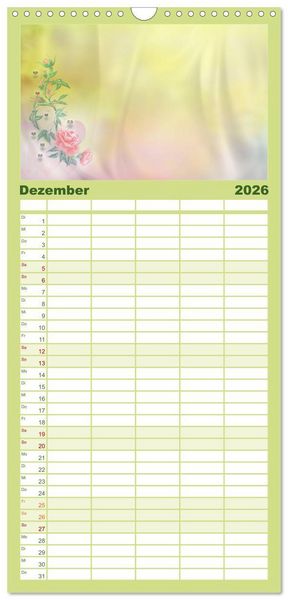 Produktbild: Familienplaner 2026 - Liebe wird im Herzen geboren mit 5 Spalten (Wandkalender, 21 x 45 cm) CALVENDO
