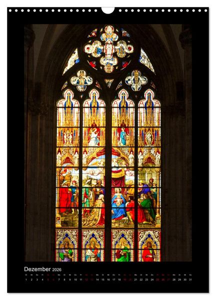 Produktbild: Kirchenfenster - Sakrale Glaskunst (Wandkalender 2026 DIN A3 hoch), CALVENDO Monatskalender