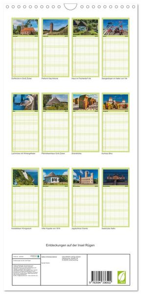 Produktbild: Familienplaner 2027 - Entdeckungen auf der Insel R&uuml;gen mit 5 Spalten (Wandkalender, 21 x 45 cm) CALVENDO