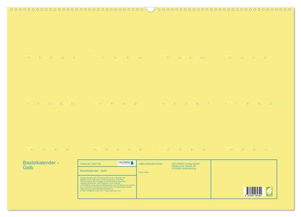 Produktbild: Bastelkalender - Gelb (Wandkalender 2027 DIN A2 quer), CALVENDO Monatskalender