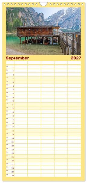 Produktbild: Familienplaner 2027 - S&uuml;dtirol - Von Meran bis zum Pragser Wildsee mit 5 Spalten (Wandkalender, 21 x 45 cm) CALVENDO