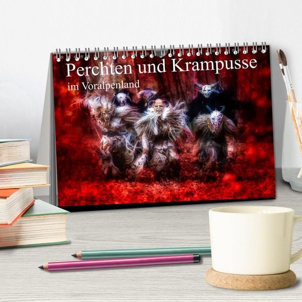 Produktbild: Perchten und Krampusse im Voralpenland (Tischkalender 2026 DIN A5 quer), CALVENDO Monatskalender