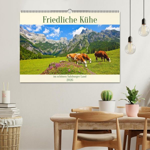 Produktbild: Friedliche K&uuml;he (Wandkalender 2026 DIN A2 quer), CALVENDO Monatskalender